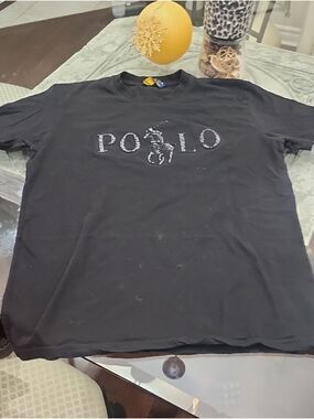 Ralph LAUREN Mens Black XL Logo Crewneck Tee Shirt
